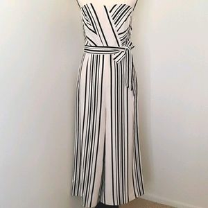 H&M Belted Striped Strapless Jumpsuit